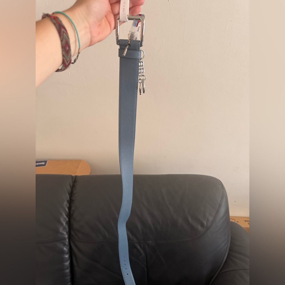 AUTHENTIC MICHAEL KORS LEATHER BELT BLUE W/MK CHARM LOGO BUCKLE SIZE small new - Picture 11 of 11